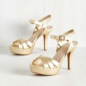 Modcloth Bamboo Girls' Night Glam Heel in Gold